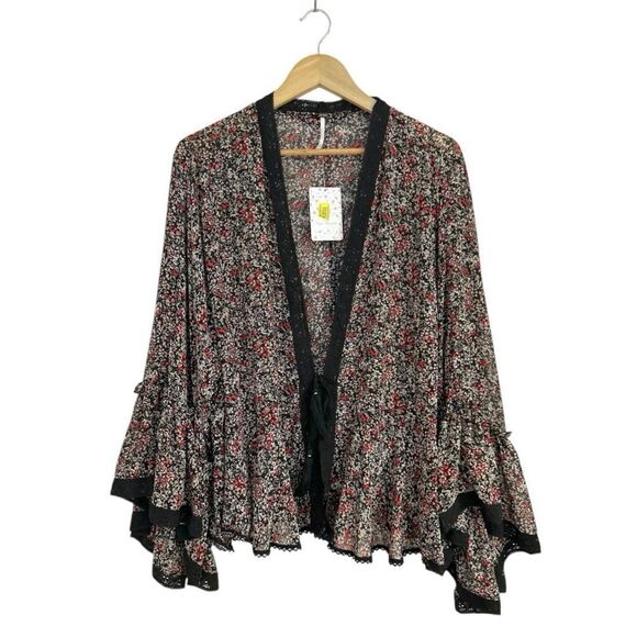 Free People Lola Ditsy Floral Print Kimono Flowy Top, Size Medium NWT - Picture 3 of 14